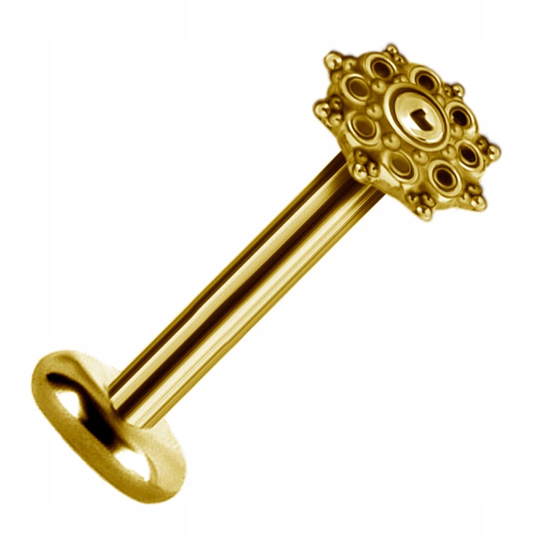 SS316L ZLATÝ labret 1,2x6 kmeňový 6mm jedna strana M34