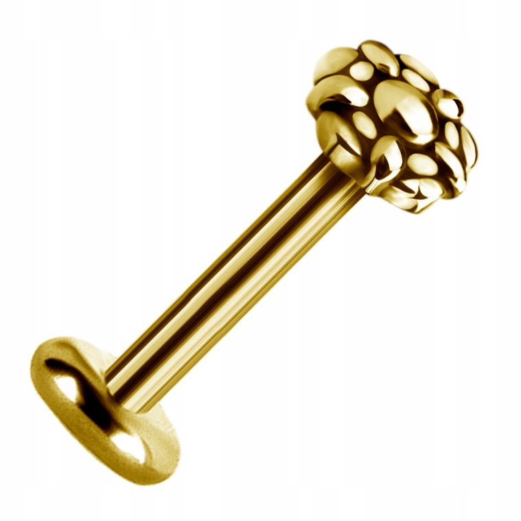 SS316L ZLATÝ labret 1,2x6 kmeňový 6mm jedna strana M37