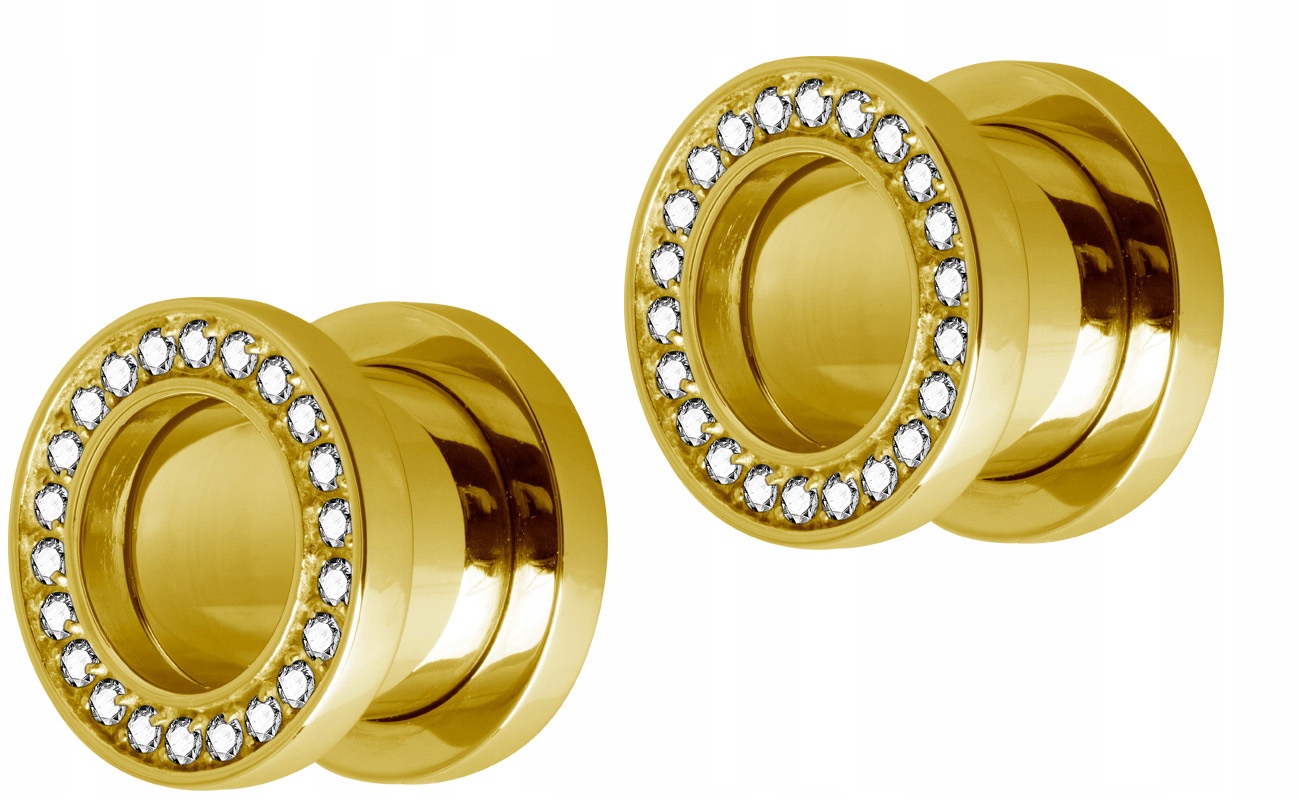 SS316L GOLD odskrutkovaný tunel 10mm PARA zirkónia WH