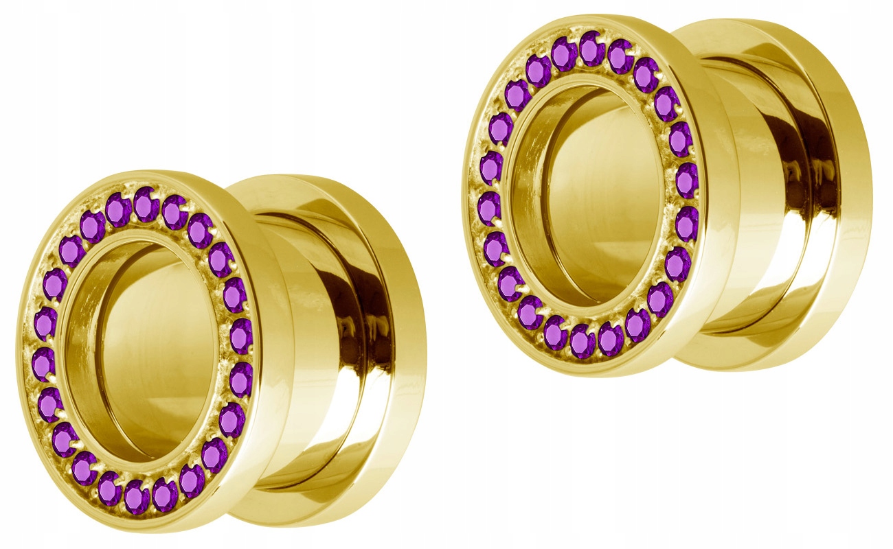 SS316L GOLD odskrutkovaný tunel 12 mm PARA zirkónia AM