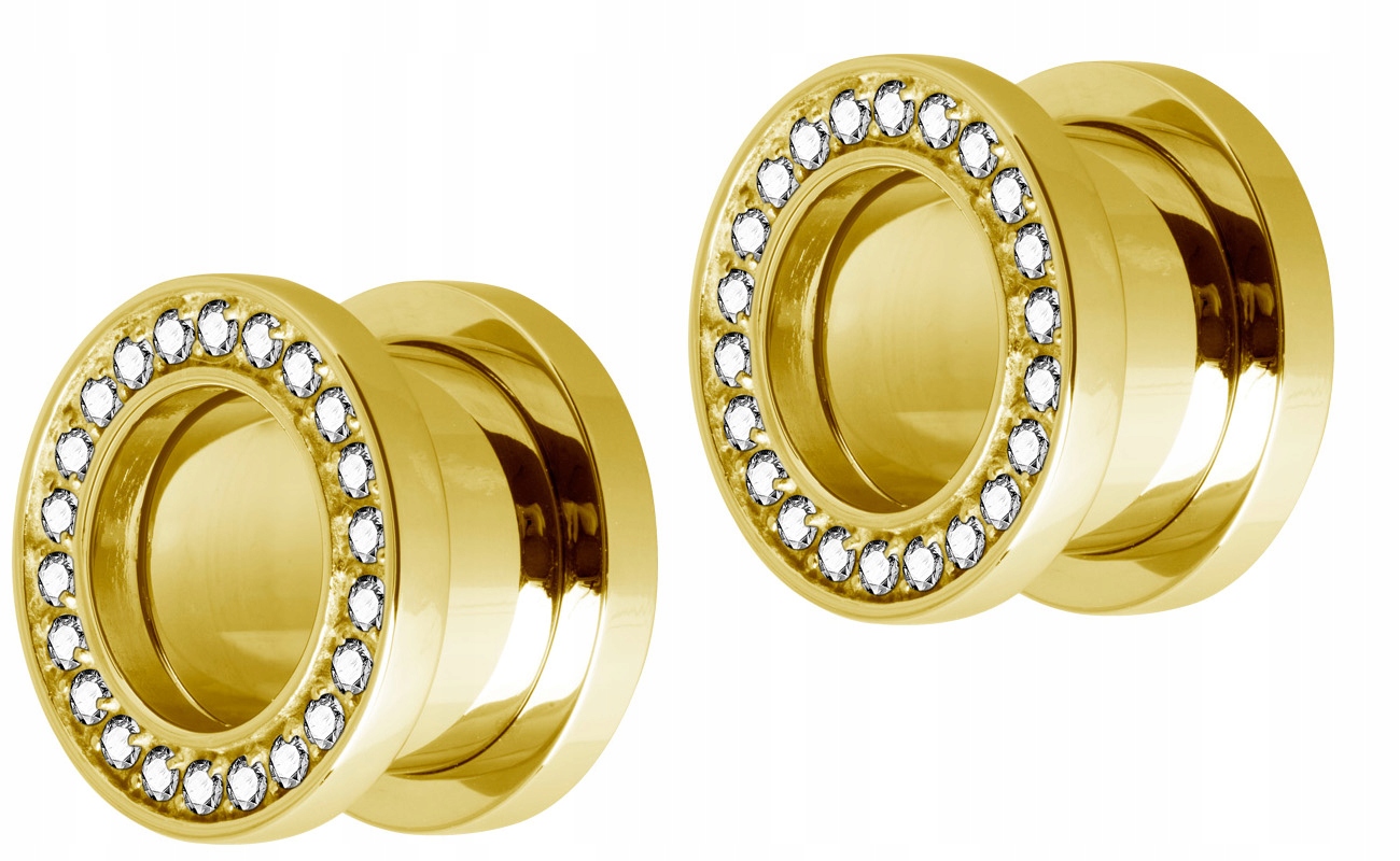 SS316L GOLD odskrutkovaný tunel 12mm PARA zirkónia WH