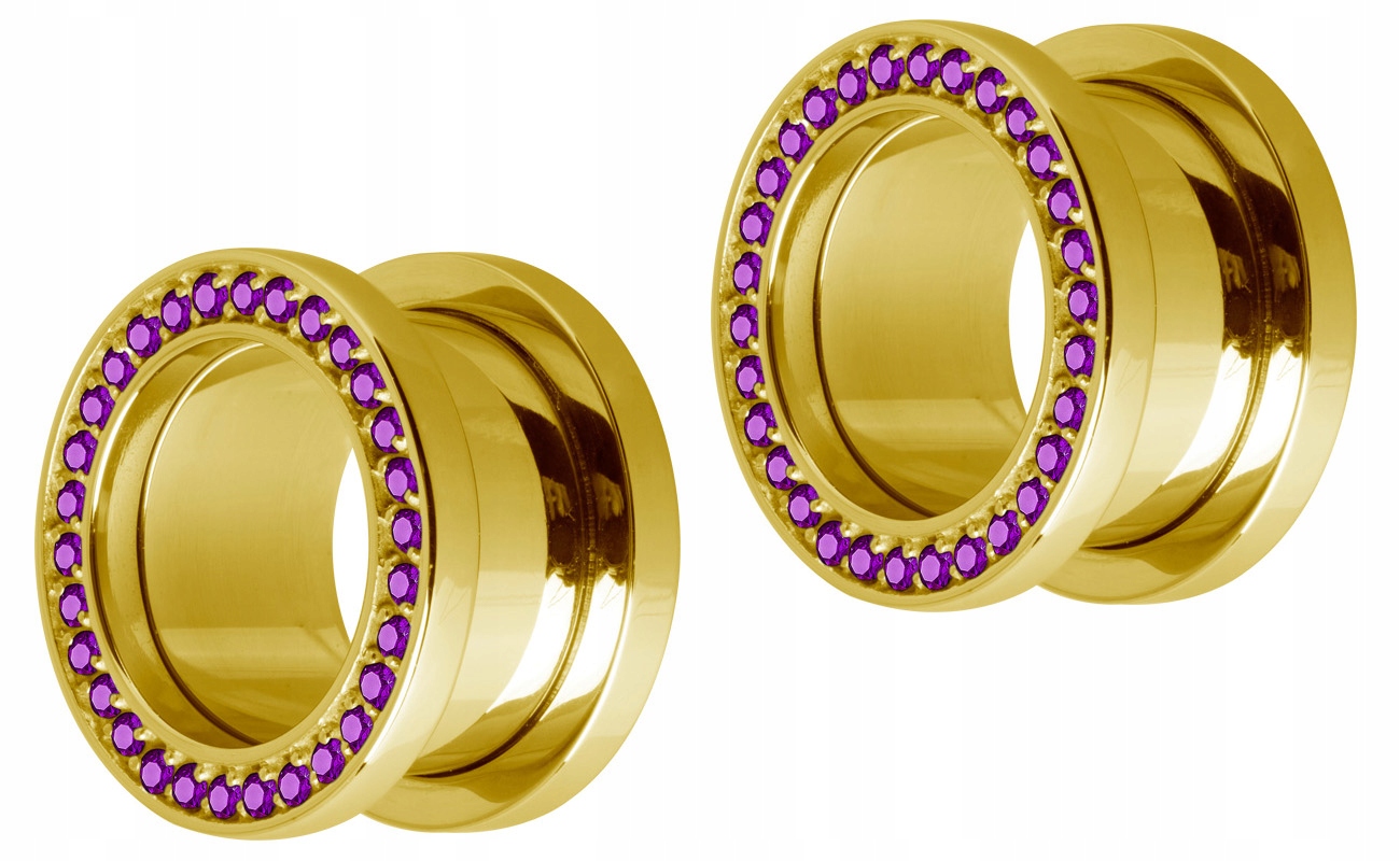 SS316L GOLD odskrutkovaný tunel 14mm PARA zirkónia AM