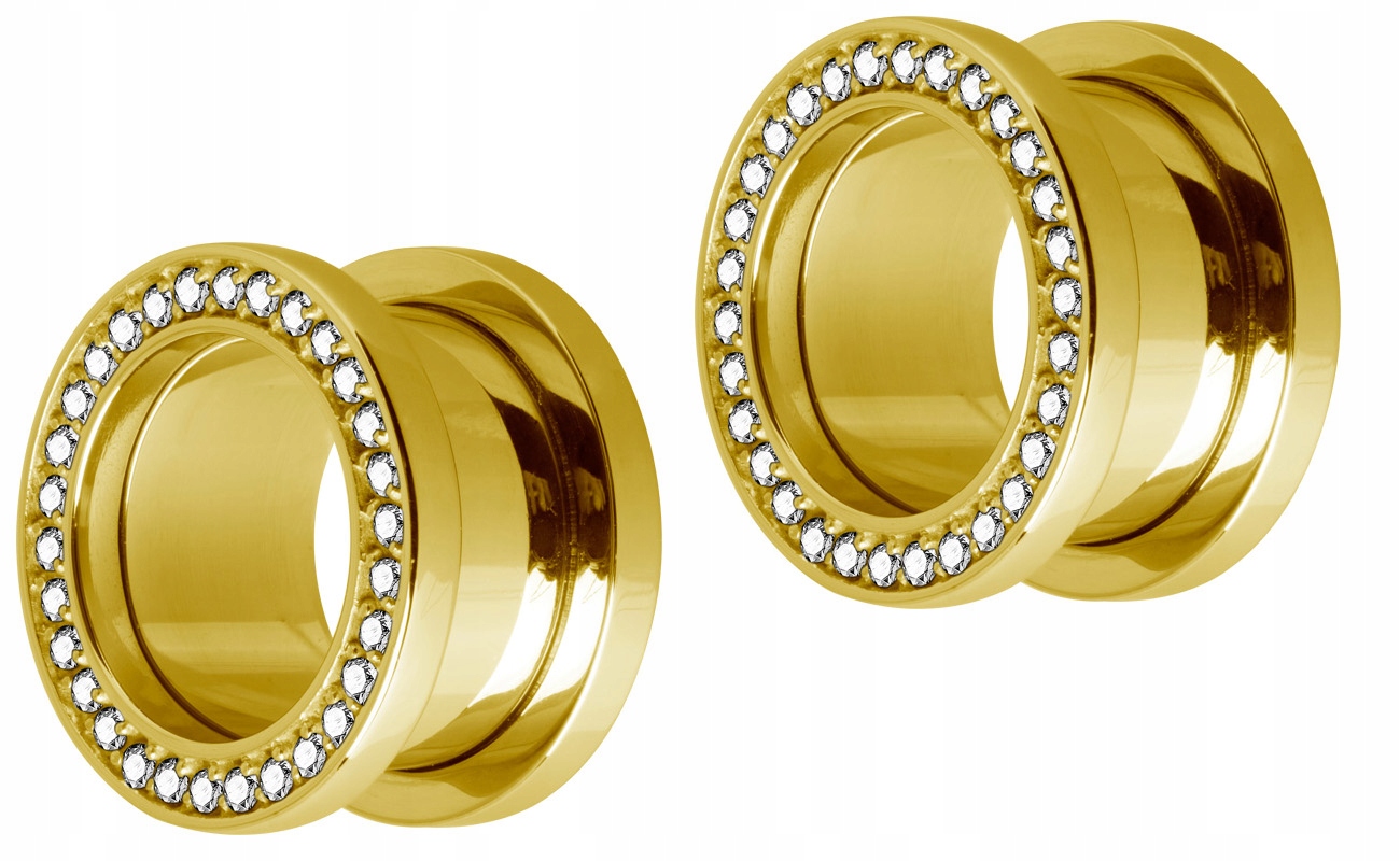 SS316L GOLD odskrutkovaný tunel 14mm PARA zirkónia WH