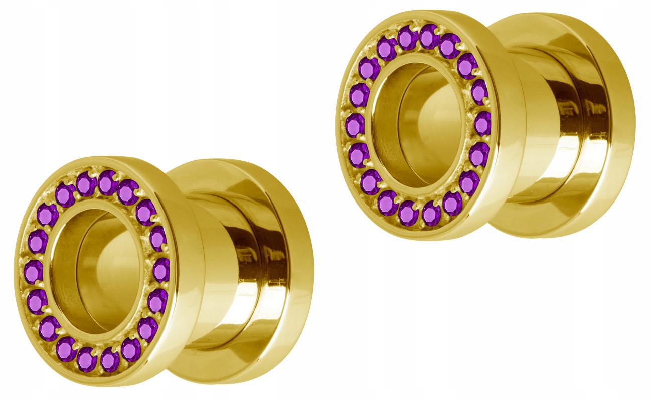 SS316L GOLD odskrutkovaný tunel 8mm PARA zirkónia AM