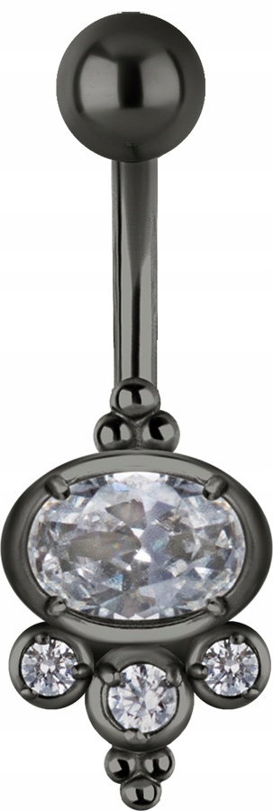 SS316L GUNMETAL Prsteň pupok 1,6x10 kmeňový CZ