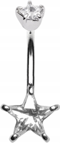 SS316L Piercing do pupku 1,6x10 STAR (8 a 4) mm WH