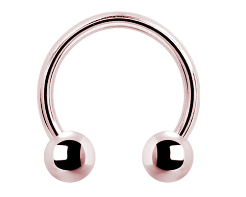 SS316L ROSE GOLD podkovový krúžok 0,8x7 guličiek 2,5mm