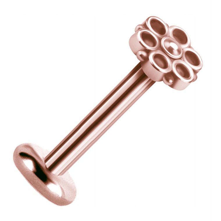 SS316L ROSE labret 1,2x10 kvet 7mm jedna strana M39