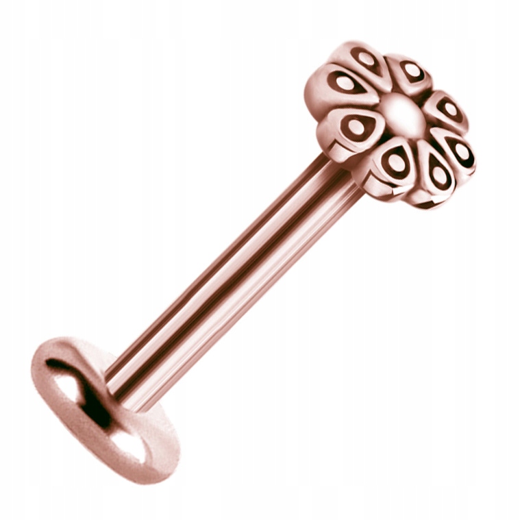 SS316L ROSE labret 1,2x6 kmeňový 6mm jedna strana M38
