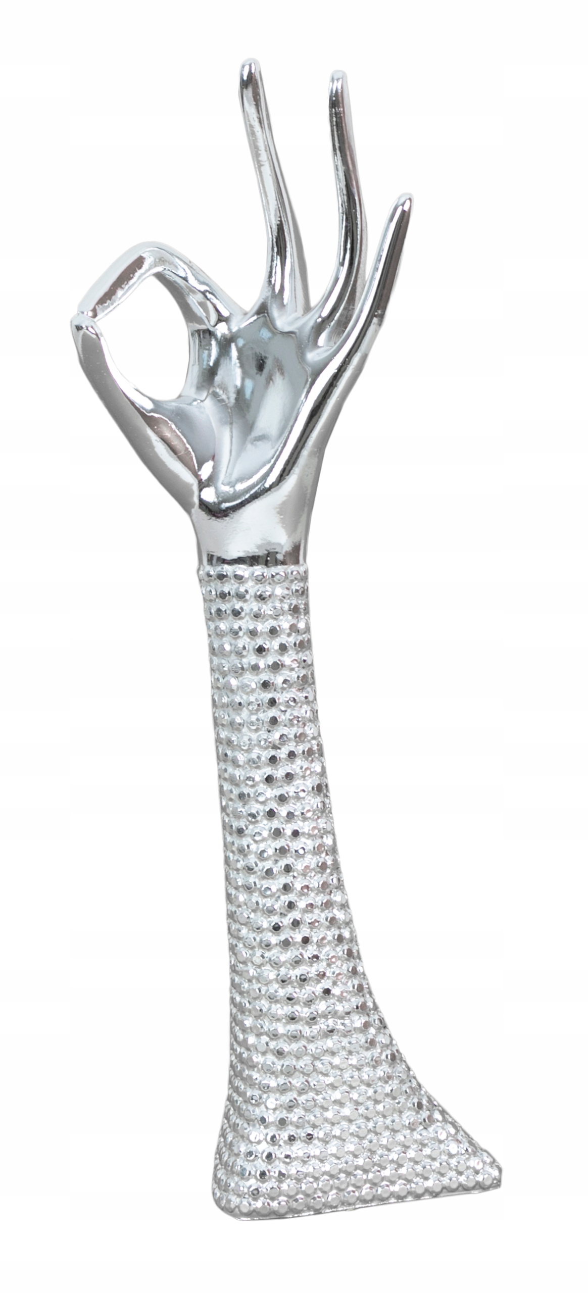 ŠPERKOVÝ STOJAN mdf RUKA strieborná 33cm