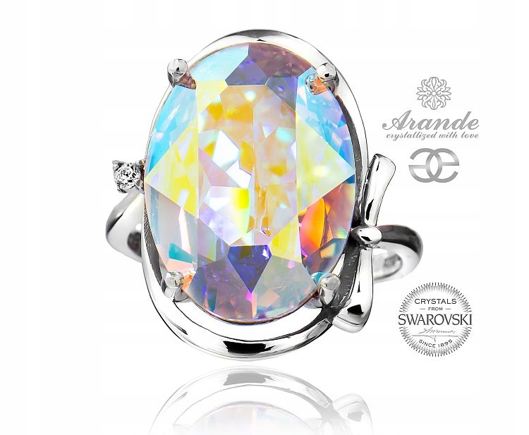 SWAROVSKI CRYSTALS VEĽKÝ KRÚŽOK AURORA STRIEBORNÝ