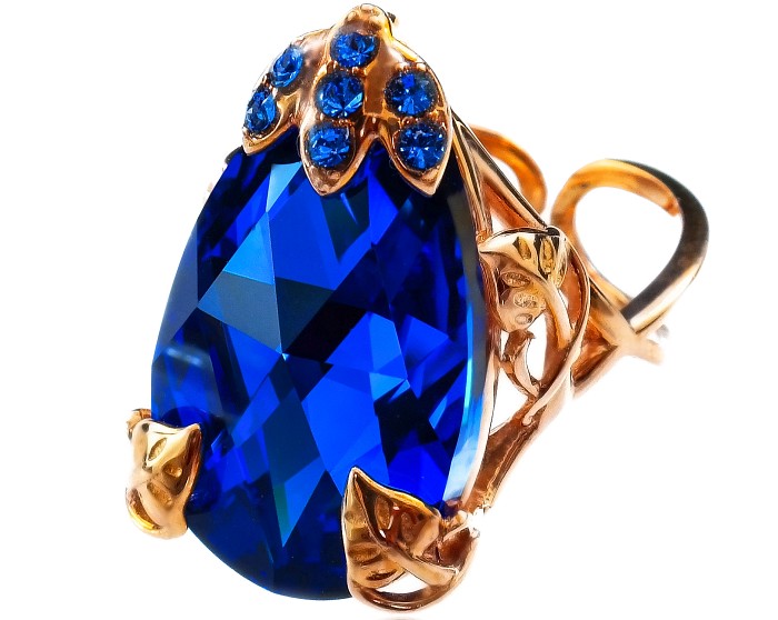 SWAROVSKI CRYSTALS BLUE COMET ROSE RING