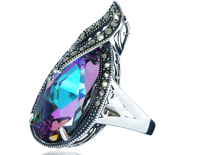 Prsteň SWAROVSKI CRYSTALS VITRAIL SILVER