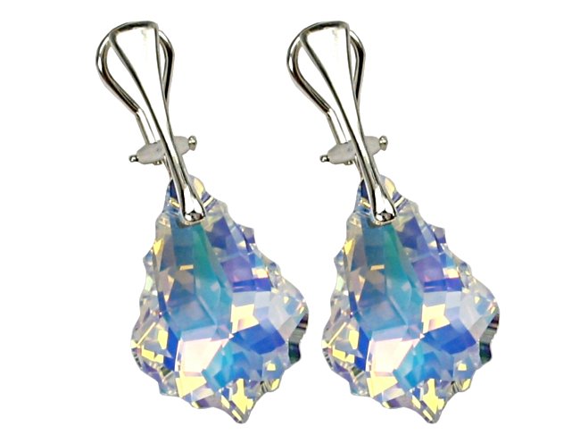 Swarovski - strieborné sponky - kryštály kryštálov AB
