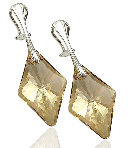 Swarovski- Strieborné klipy - zlaté tiene Krisztles