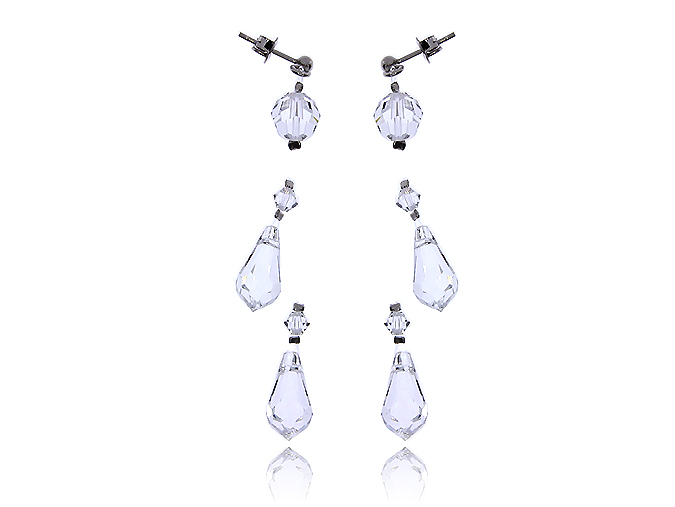 NÁUŠNICE SWAROVSKI STRIEBORNÉ 925 KRYŠTÁLOV LgSK323