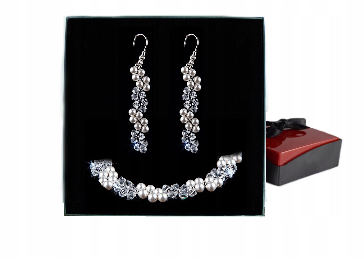 SWAROVSKI SADA BIELYCH perál a KRYŠTÁLOV na svadbu