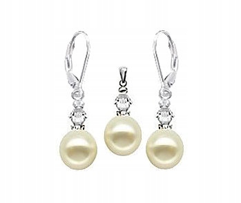 SÚPRAVA STRIEBORNÁ SWAROVSKI PERLY ECRU ZADARMO166