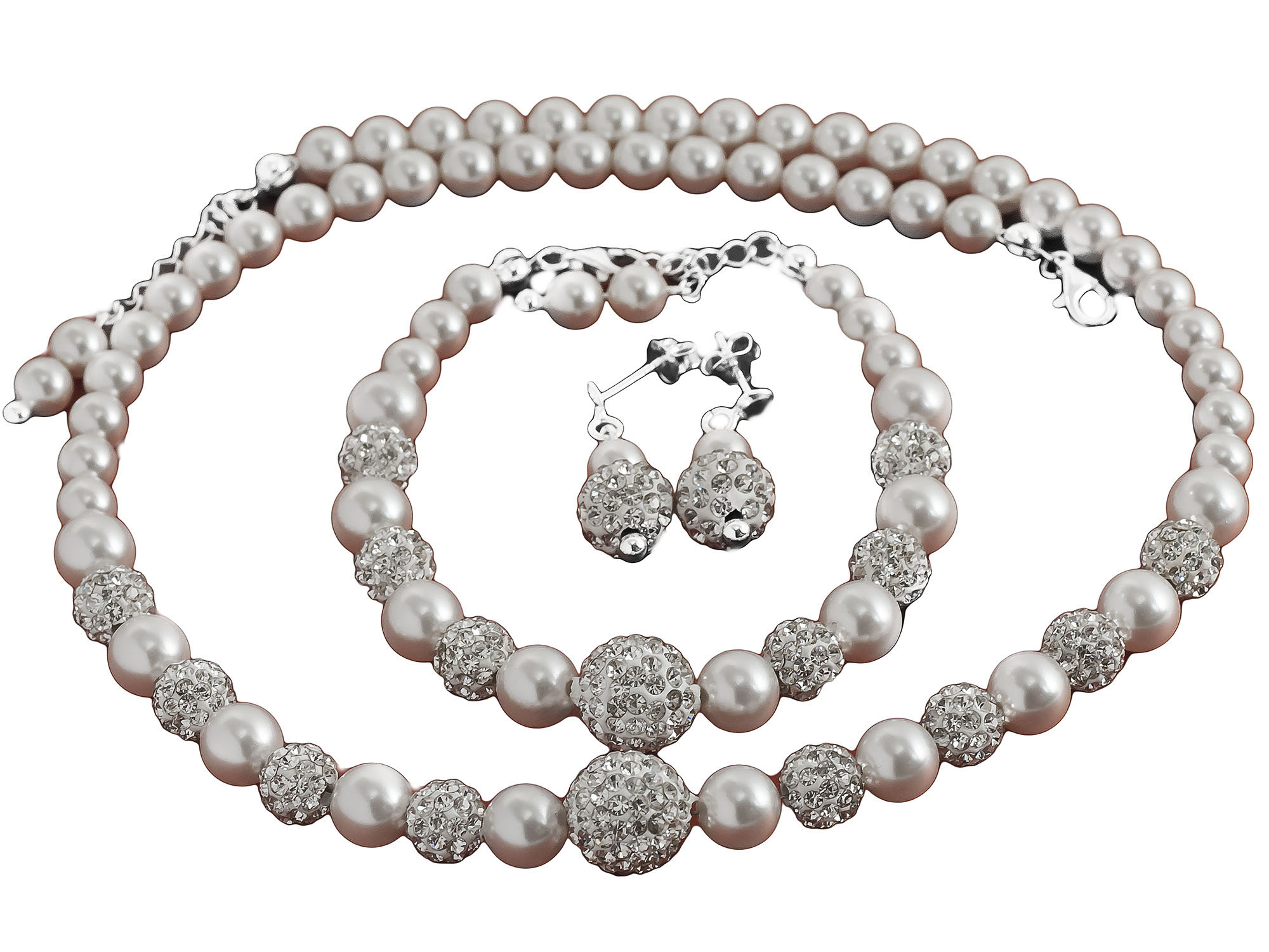 SWAROVSKI PEARLS Shamballa SET náhrdelník ot