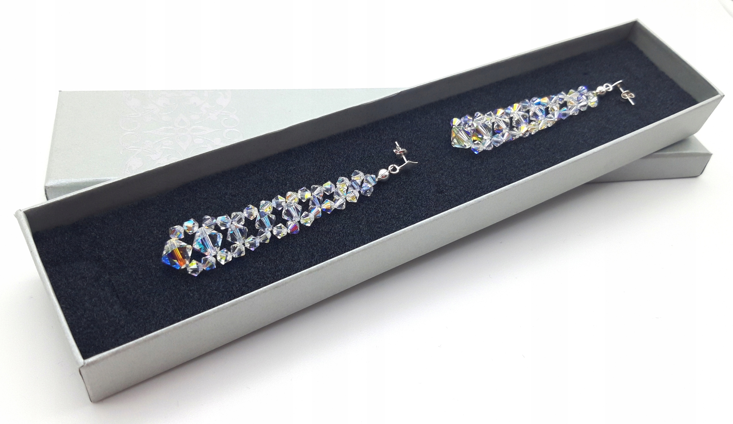 SWAROVSKI el. Strieborné AB svadobné náušnice