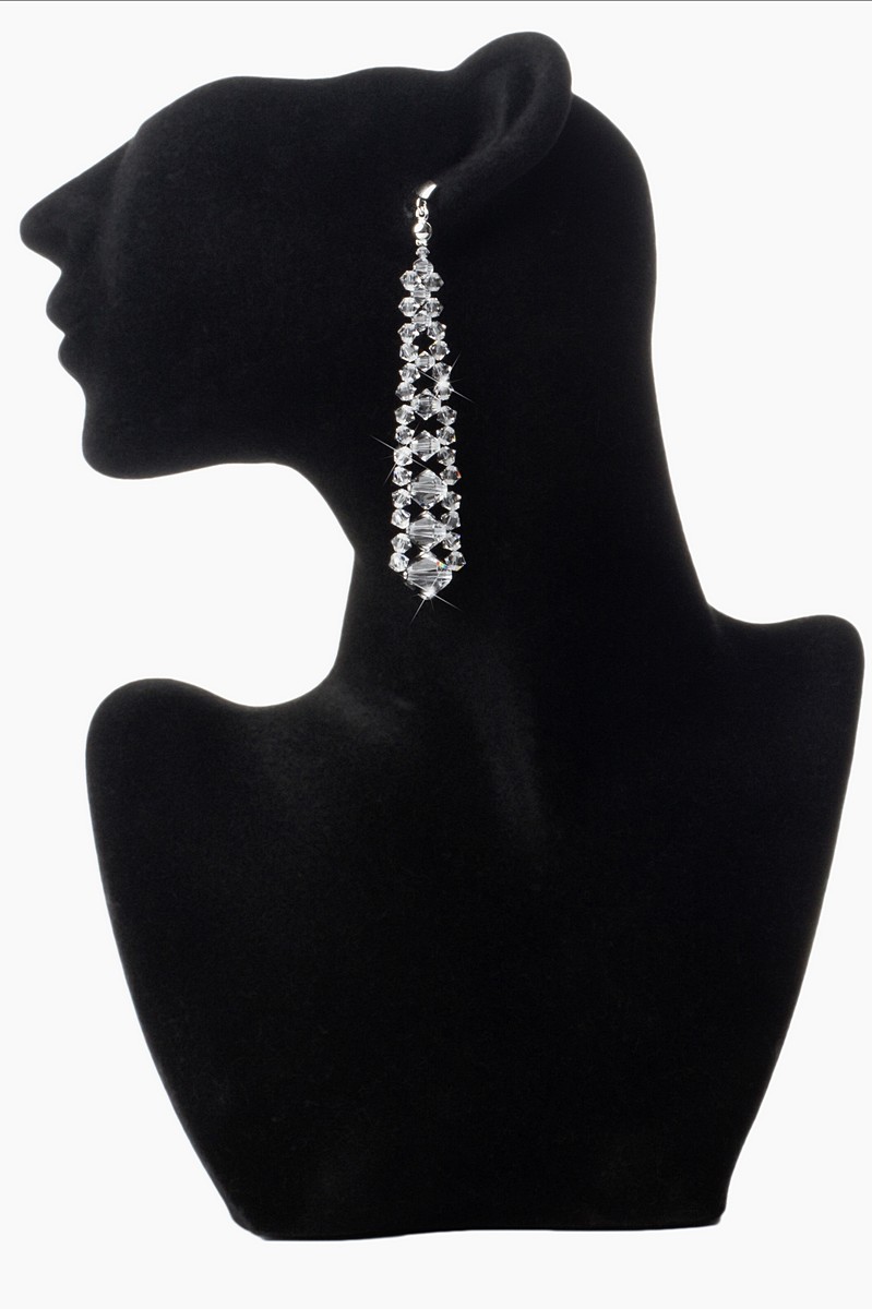 SWAROVSKI elements DLHÉ strieborné svadobné náušnice