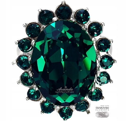 SWAROVSKI krásny prsteň ROYAL EMERALD SILVER