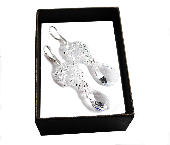 SWAROVSKI Strieborné svadobné náušnice KL23 Krištáľ HIT