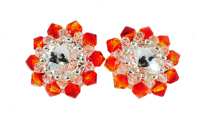 Napichovacie náušnice SWAROVSKI Silver FIREOPAL KL9