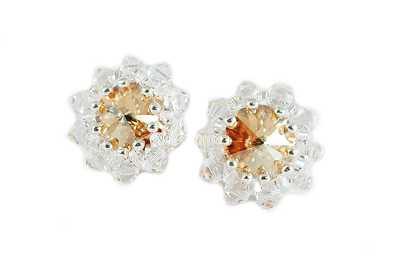 Strieborné náušnice SWAROVSKI Zlaté zlato KL9 zlato
