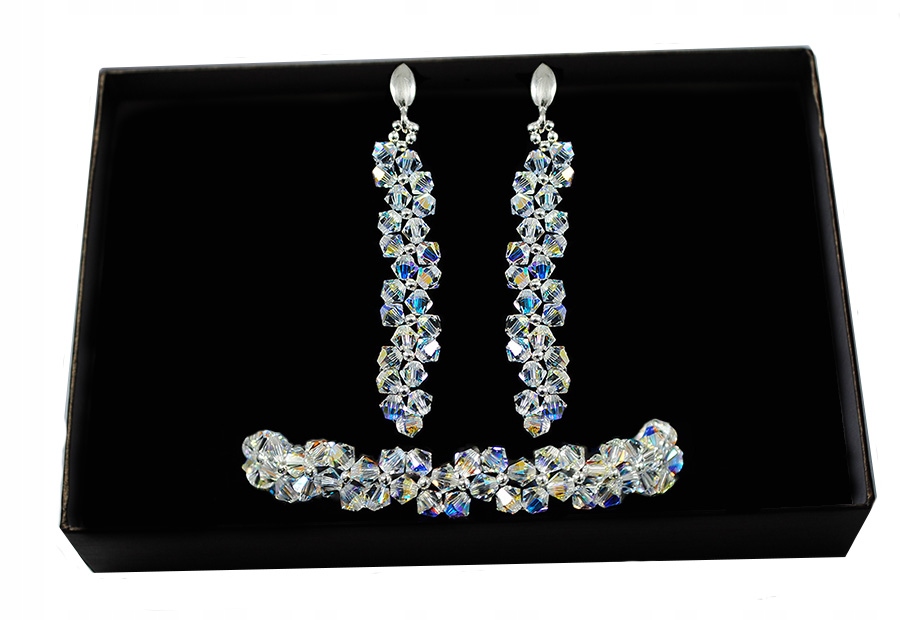 SWAROVSKI strieborná svadobná sada Crystal AB HIT