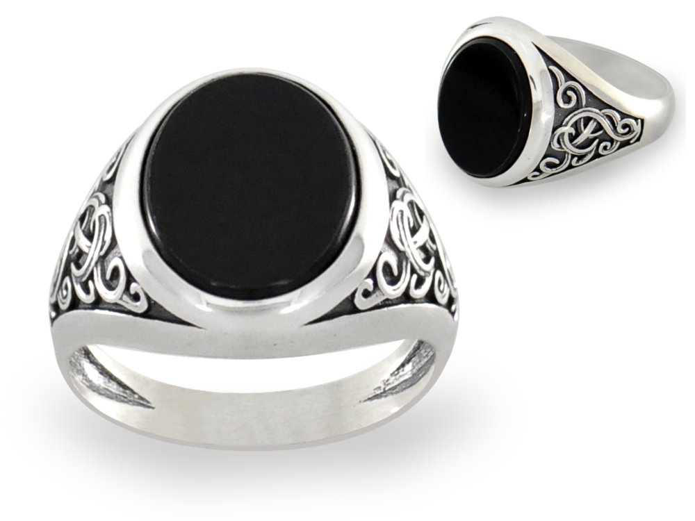 Pánsky podpis s Onyx Silver 925 gravírovanie onyx