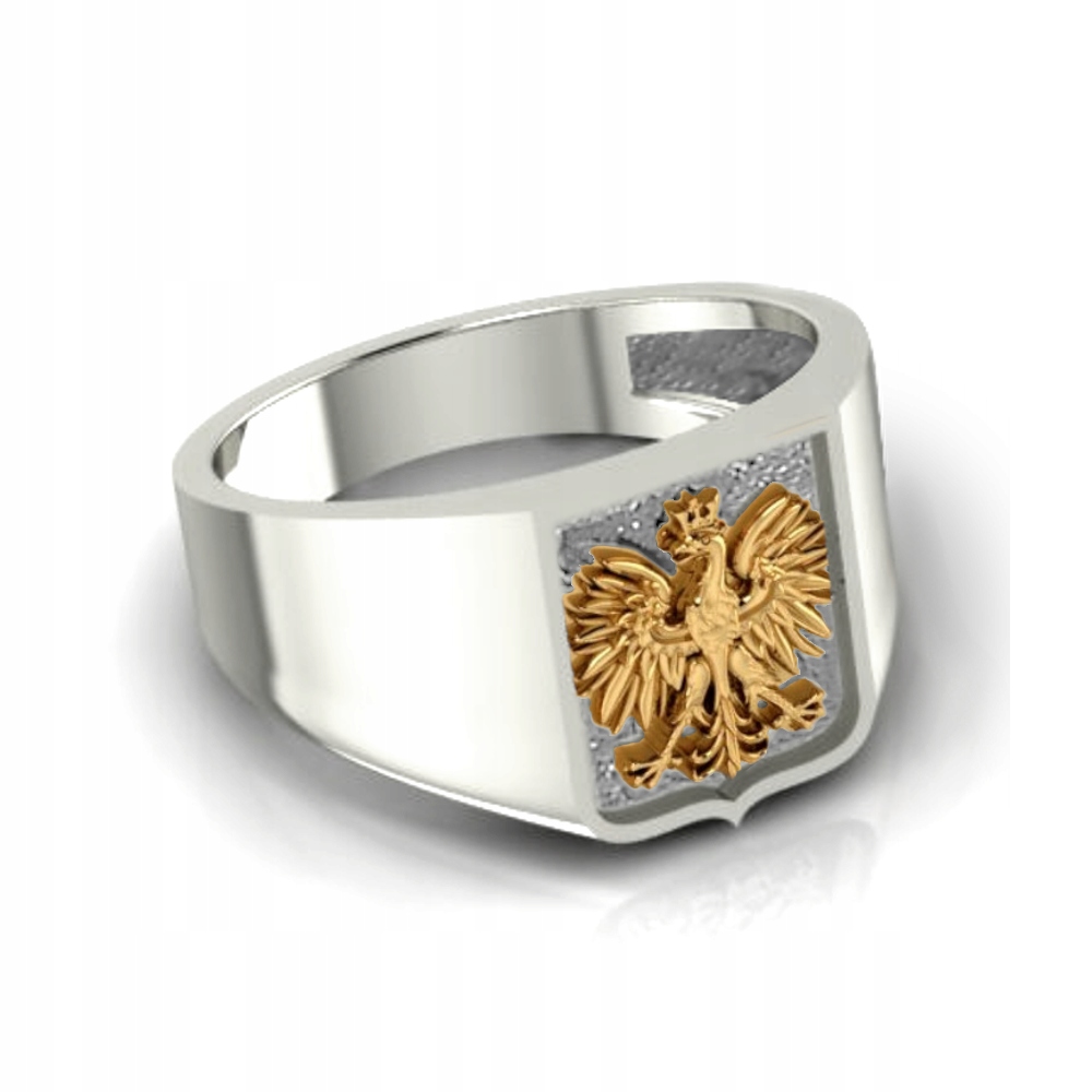 Sygnet s Eagle Patriotic Silver 925 Golden Eagle