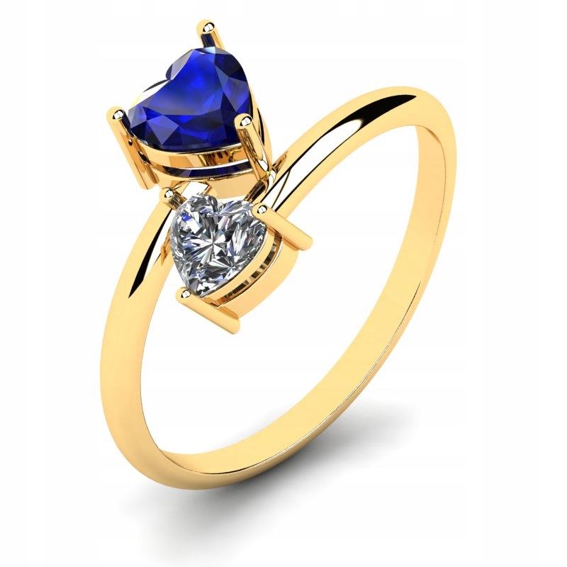 SAPPHIRE GOLD RING 2 SRDCE ZAPOJENIA
