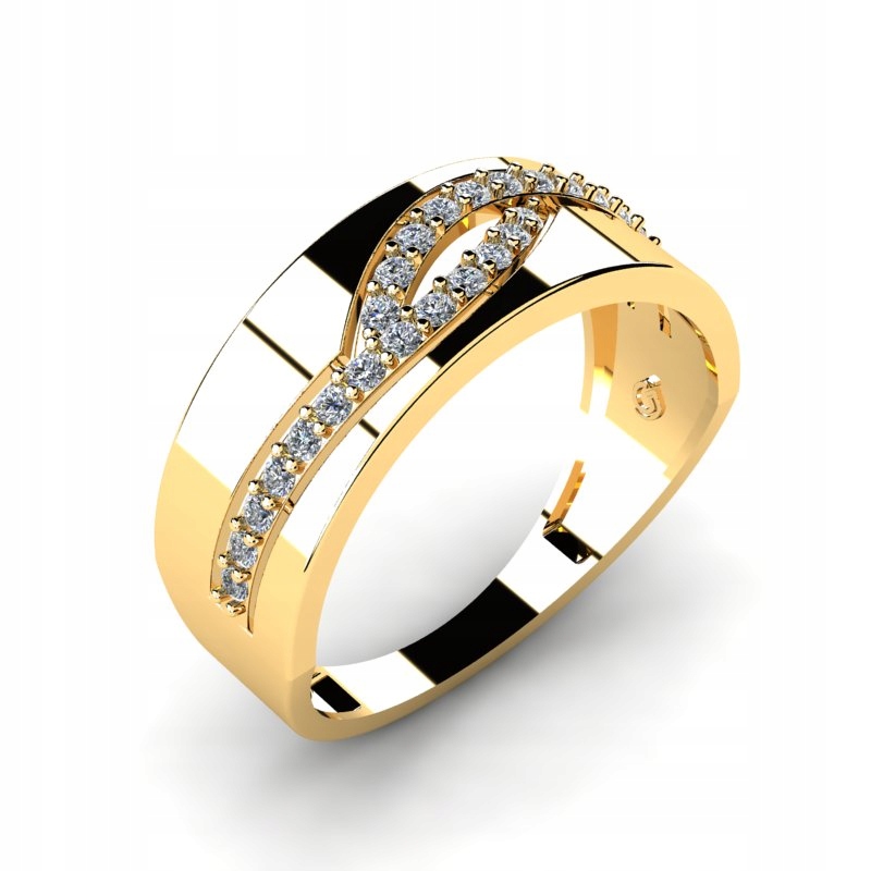 ŠIROKÝ ZLATÝ PRSTEN S BRILIANTMI 0,26CT