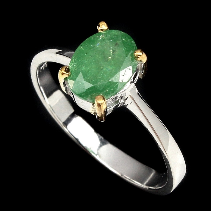 EMERALD, STRIEBORNÝ PRSTEN + ZLATO R 15.5