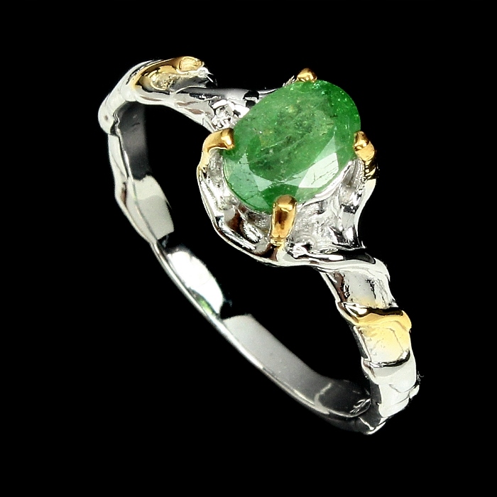 EMERALD, STRIEBORNÝ PRSTEN + ZLATO R 19.5