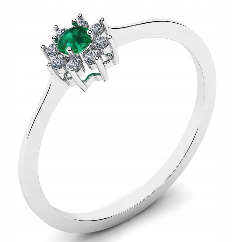 BIELY ZLATÝ HVIEZDNÝ PRSTEN EMERALD