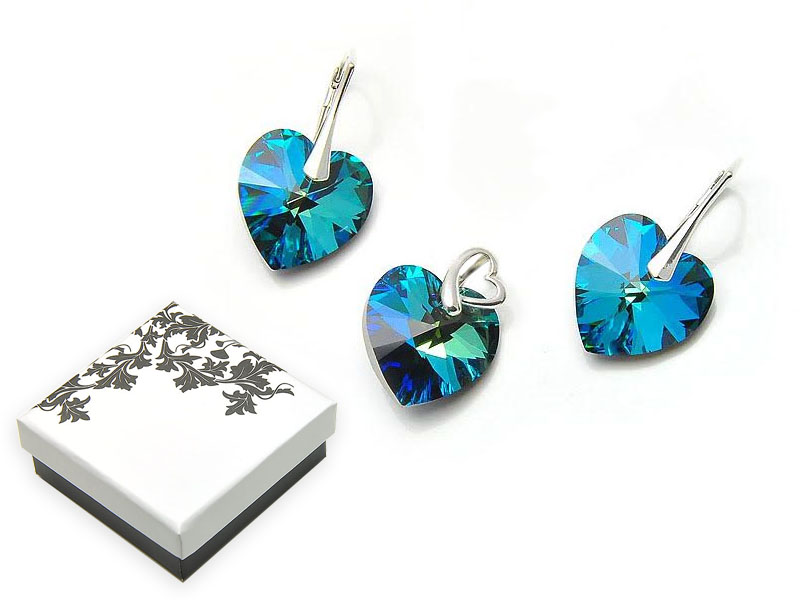 Šokujúce! Kúpeľne set swarovski srdce mix strieborná farba 925