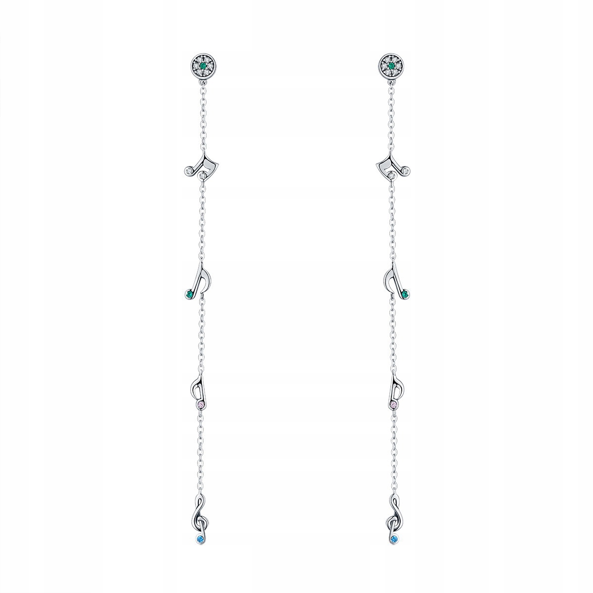 Strieborné ihly Eardrop Note Shining Long Zircon Ta