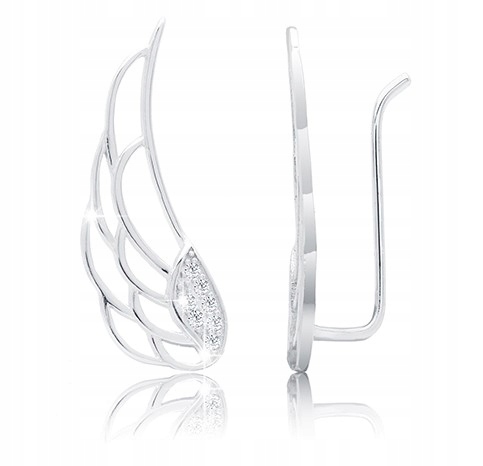 Náušnice Wings Silver s kubickými zirkónmi, módne 925