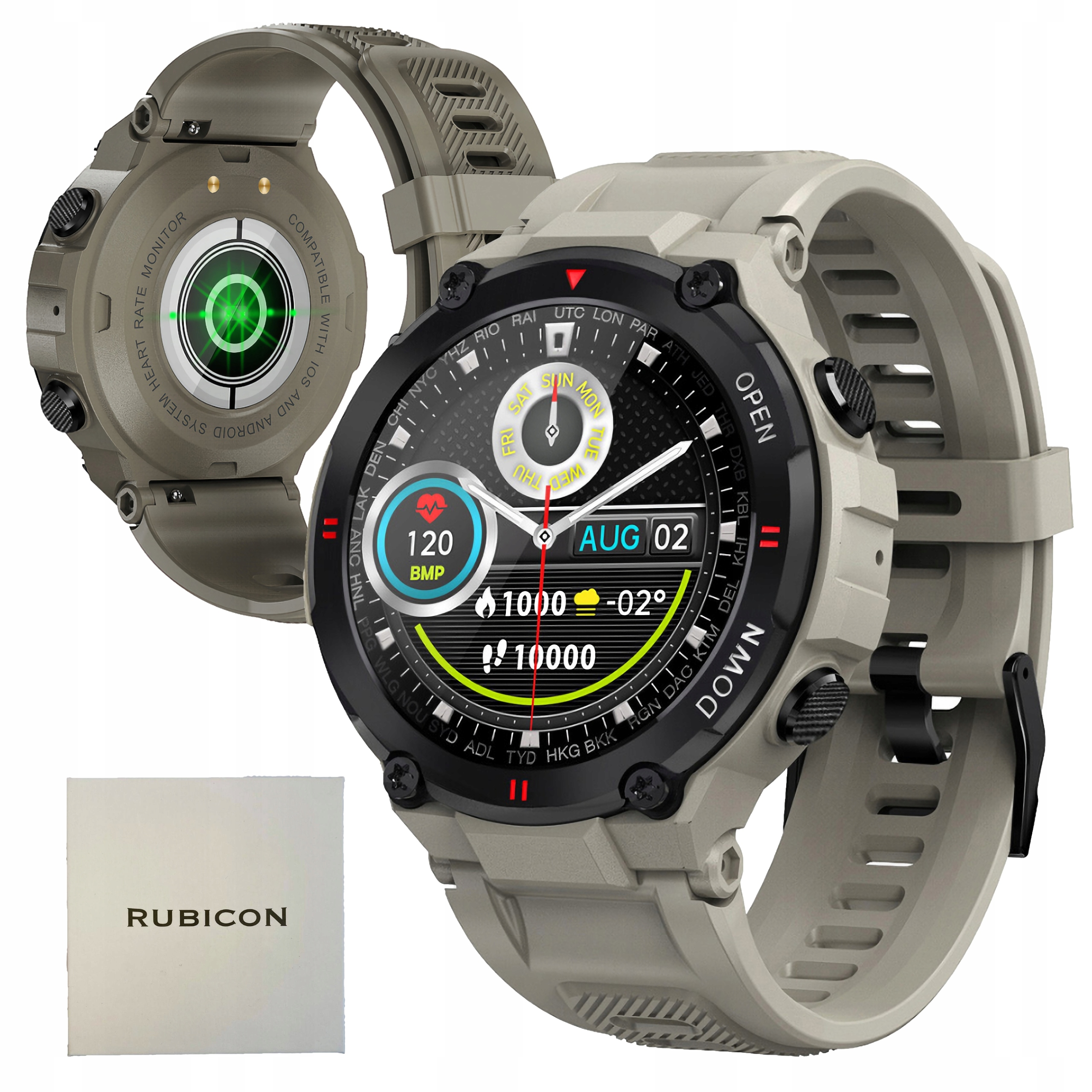 Unisex hodinky -  Pánske smartwatch rubicon rnce73 - béžová