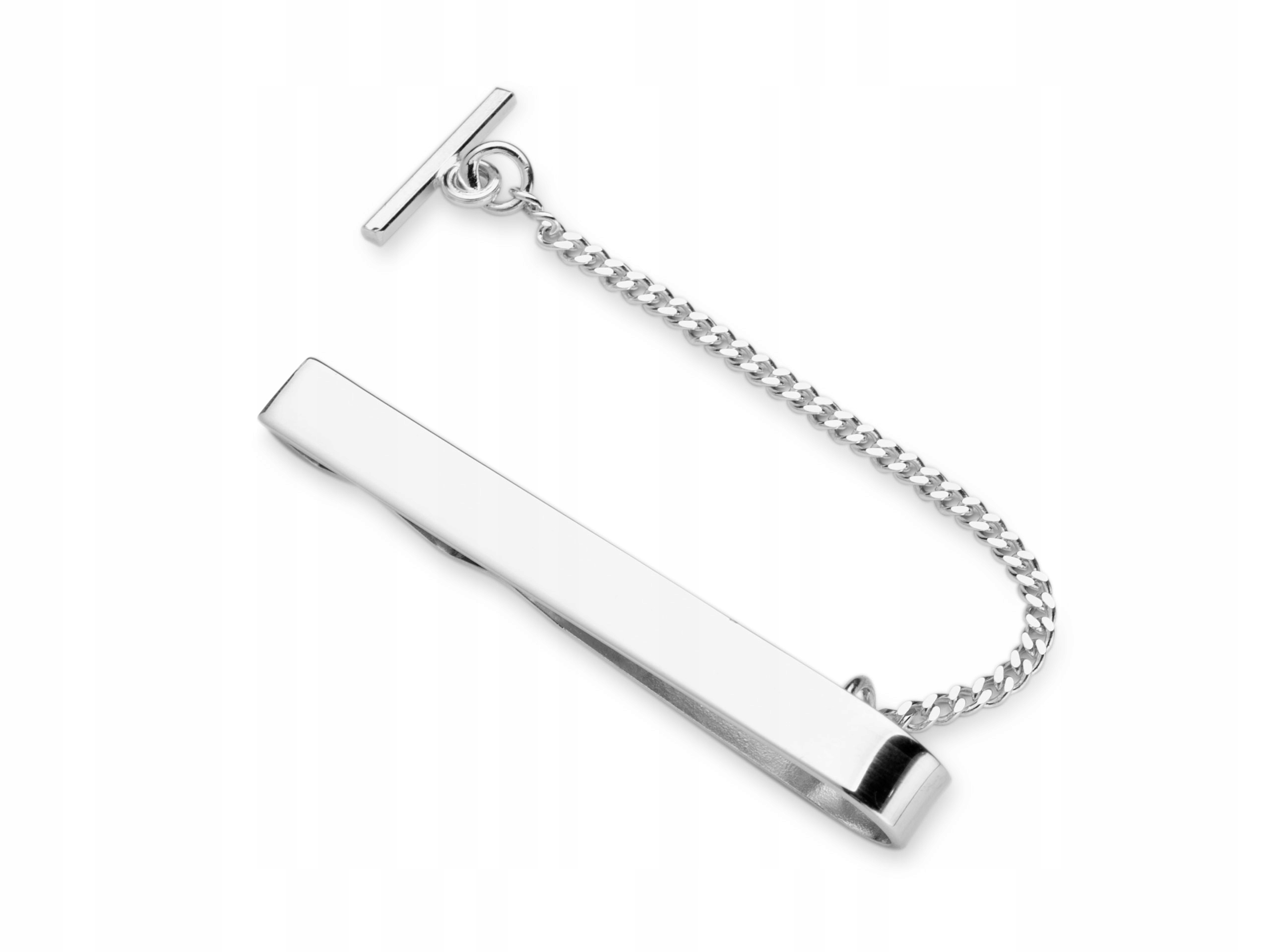 Strieborný klip pre kravatu - hladký -fluid. 5 cm
