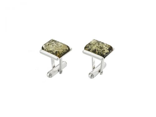 CuffLinks xv so zeleným jantárom