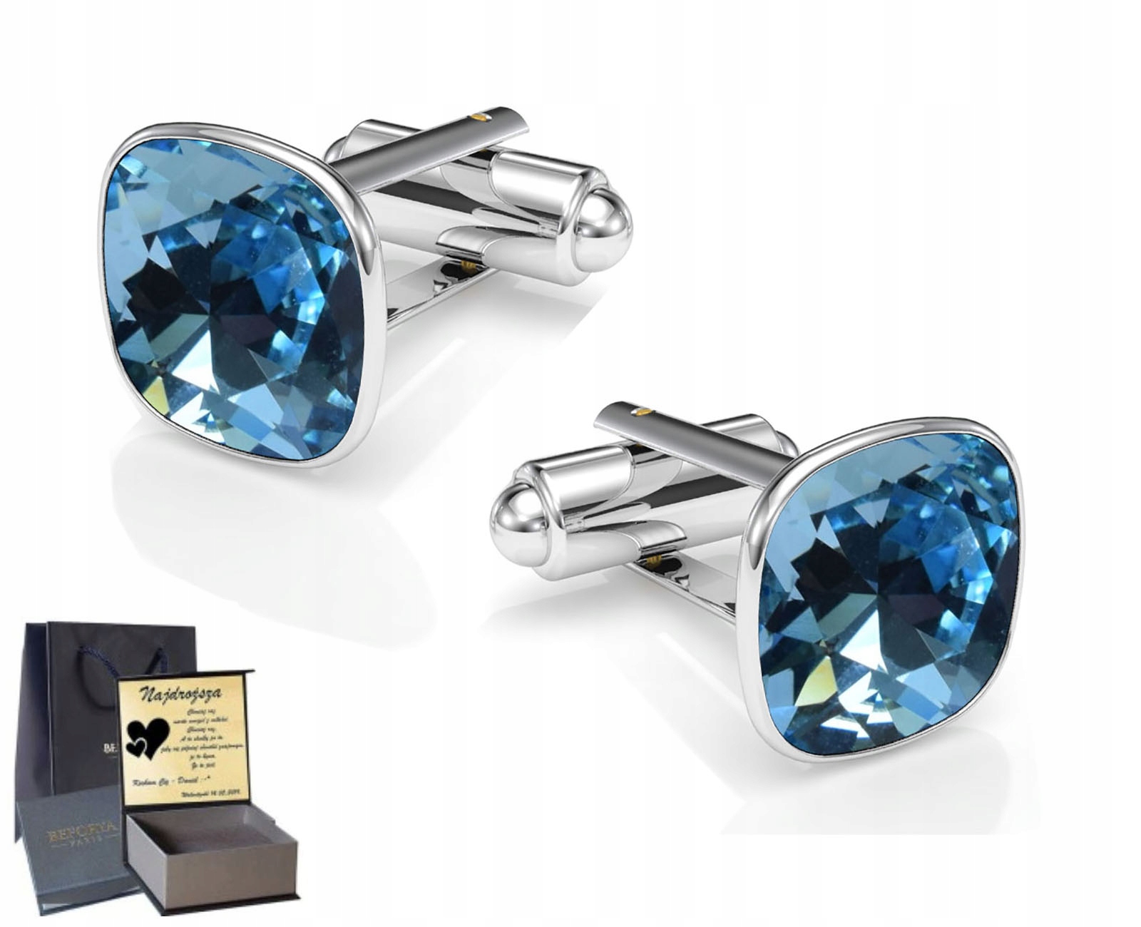 Striebro 925 Aqua Cufflinks Cufflinks