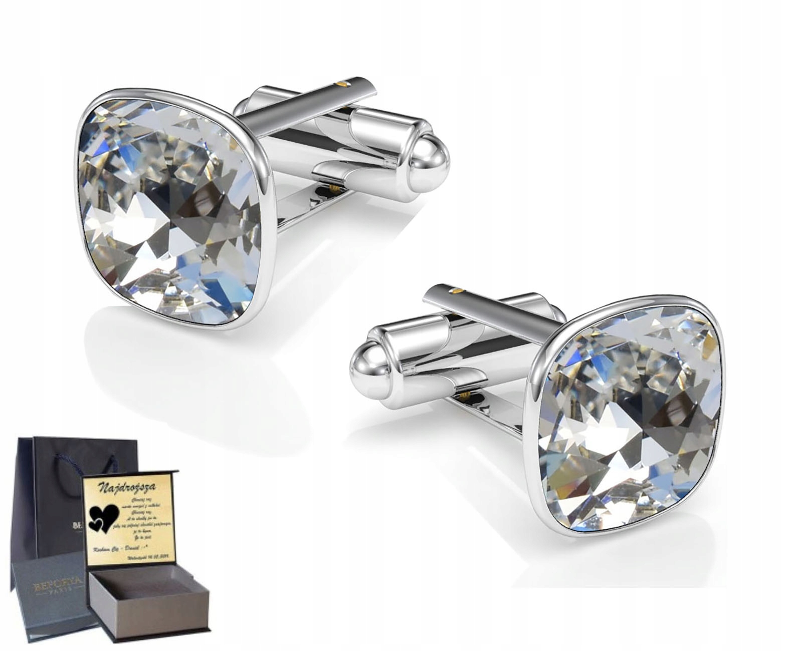Striebro 925 Cristal Cufflinks Cufflinks