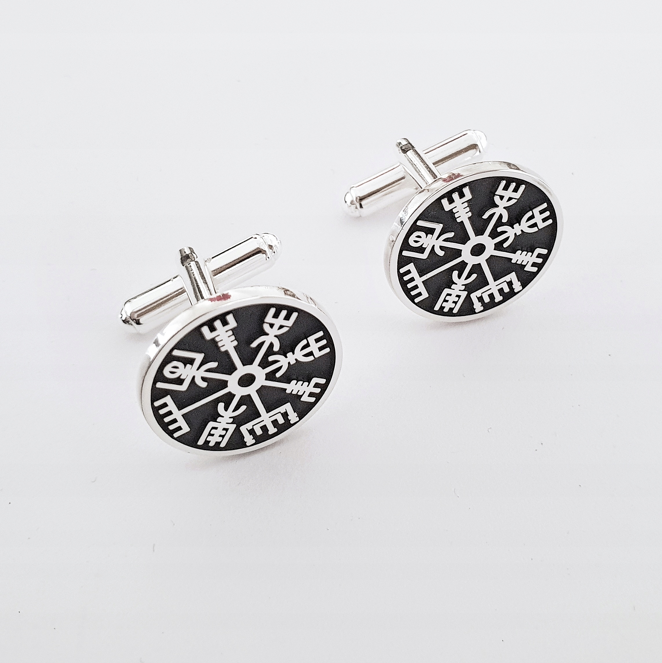 Strieborné manžetové gombíky Compass Cufflinks