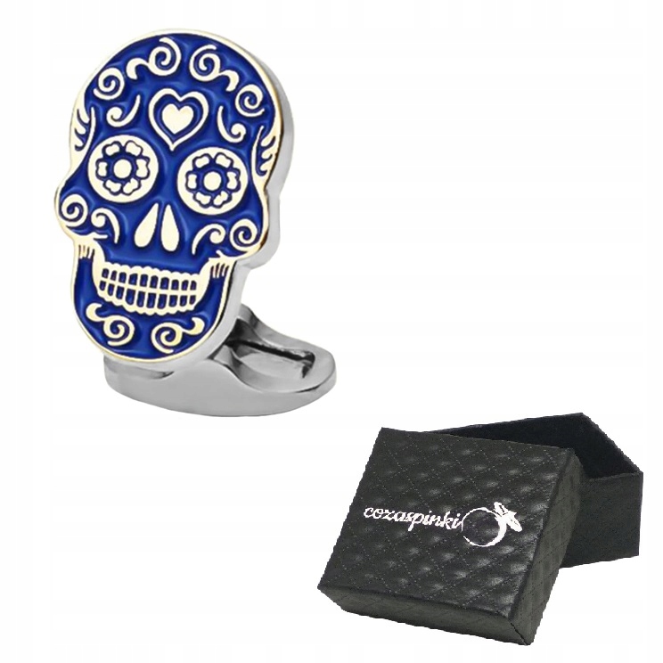 Cufflinks modré lebky + box