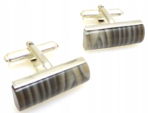 Cufflinks - Striped Flint Silver 925