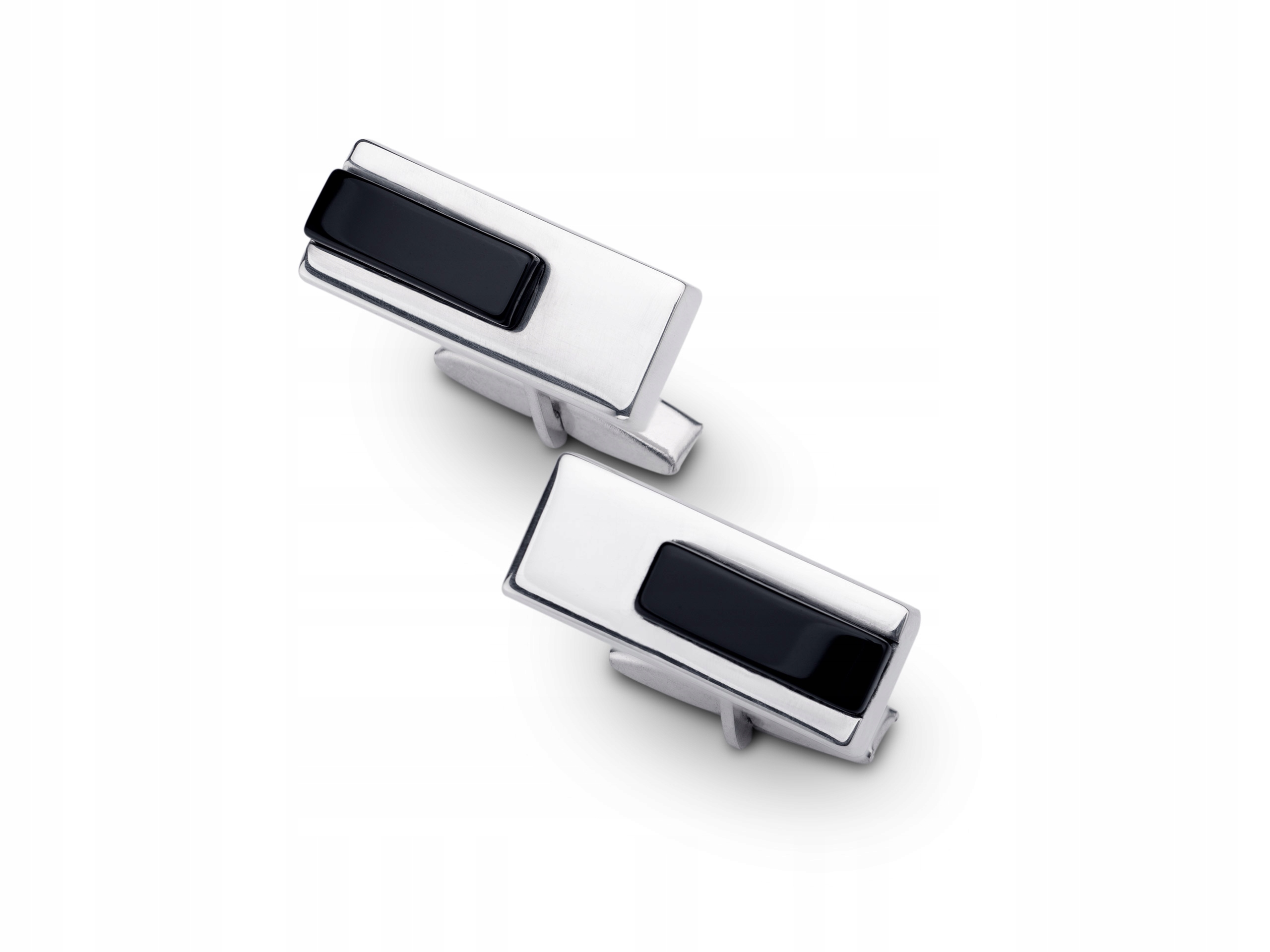 CuffLinks s onyxom, strieborným obdĺžnikom
