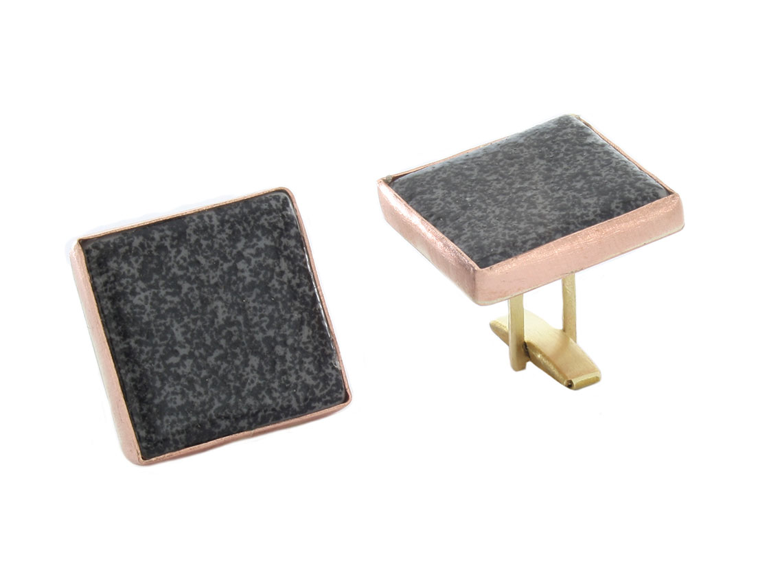Cufflinks čierna benátska sklenená mosadzná meď